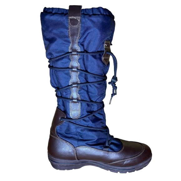 Lands End‎ blue tall lace-up boots #393496 size 10B - Picture 1 of 11